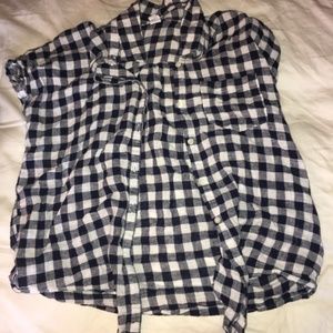 Navy and White Button Down Checker Shirt -ties-
